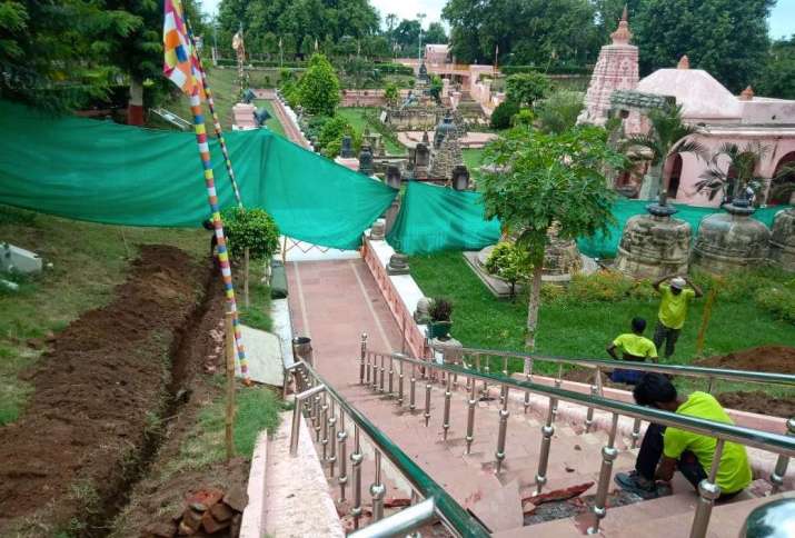 Upgrading infrastructure in the Mahabodhi Temple complex. From khyentsefoundation.org