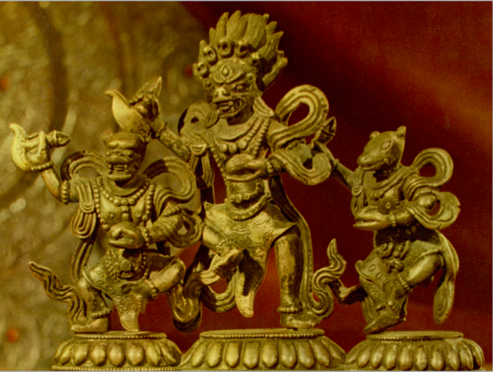 Tibetan bronzes, animal-headed wrathful deities with weapons. From Core of Culture