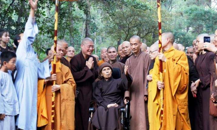 Thay in 2018 with fellow monastics in Vietnam. From plumvillage.org
