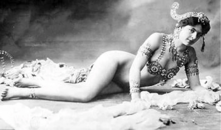 Mata Hari (Margaretha Geertruida Zelle), as known for her spy work as her dancing and nudity, generated serious academic and cultural interest in Asian dances, despite her making most of it up. This infuriated Kleen. C. 1917, photographer unknown. From Core of Culture