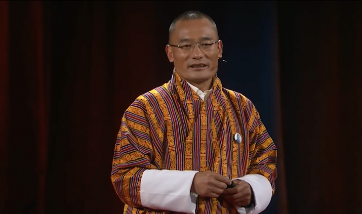 Bhutan’s Prime Minister Lyonchhen Dasho Tshering Tobgay speaks at his 2016 TED Talk. From youtube.com