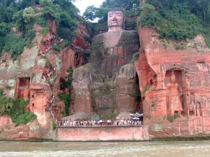 The Leshan Giant Buddha with the river at a normal level. From wikipedia.org