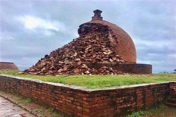 The reconstructed Maha-stupa at Thotlakonda partially collapsed in 2019. From thenewsminute.com