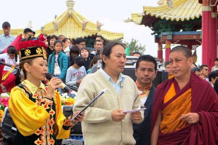 Mitruev during the 10th anniversary of the central monastery of Kalmykia, the Golden Abode of Shakyamuni Buddha, 2015. Image courtesy of the author